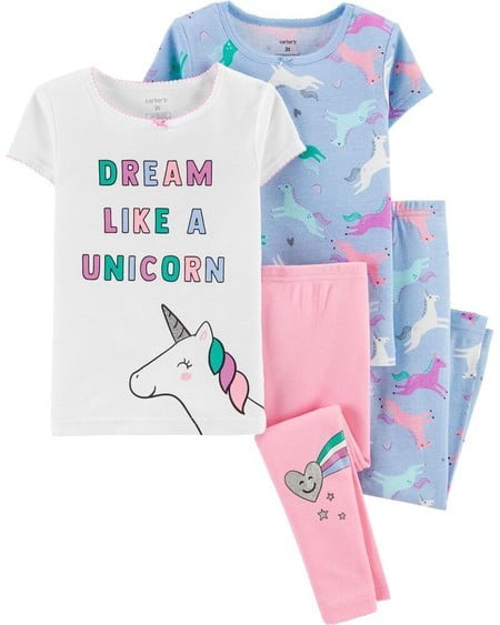 Pijama Infantil Carters Kit com 4 peças - Unicornio