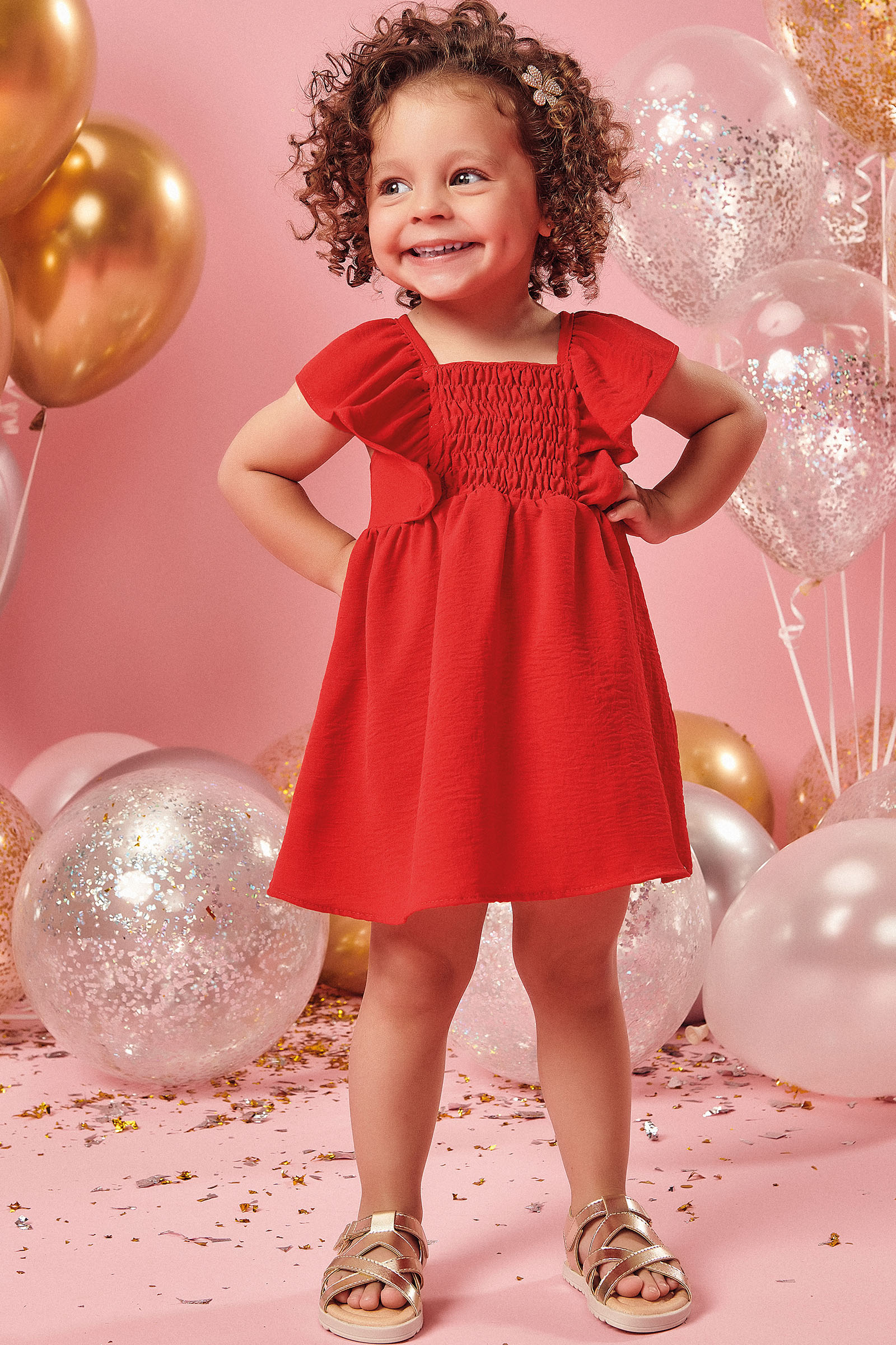 Vestido Kids Menina Mini Influencer Beijinho Vermelho