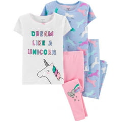Pijama Infantil Carters Kit com 4 peças - Unicornio